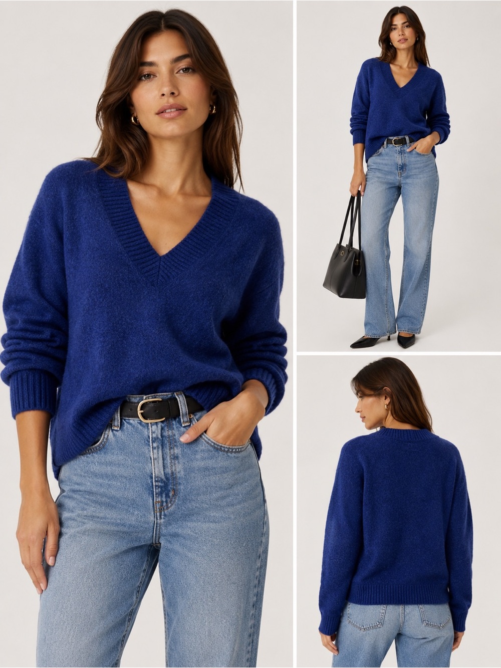 J.Crew Italian merino wool  Blend V Neck Sweater Rich Sapphire Blue